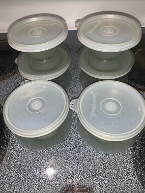 Tupperware Translucent White Food Storage Bowls with Lids - Set of 6
